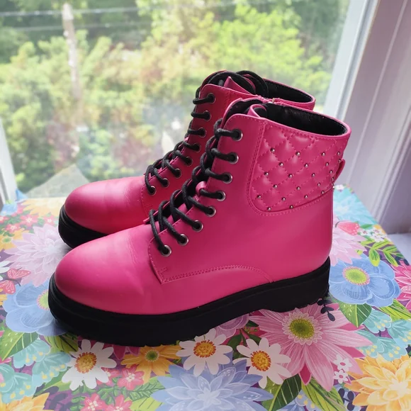 Sonoma Goods For Life Pink Fucsia Lace-Up Ankle Big Girl Boots - Picture 3 of 7